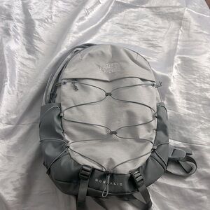 THE NORTH FACE BOREALIS white with gray backpack